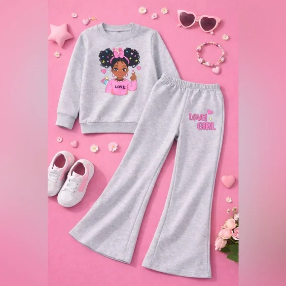The Children's Place Gray and Pink Kids Matching Set. 7 T - Picture 3 of 5